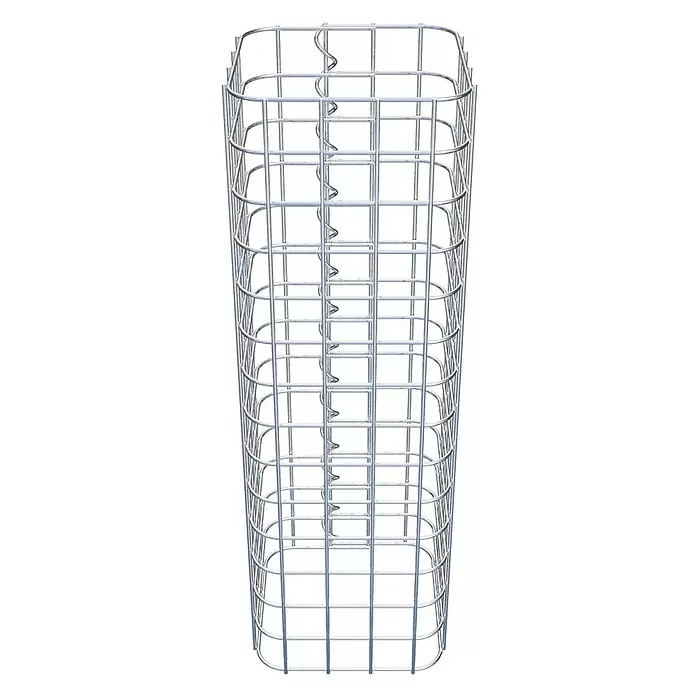 Gabiona Gabionensäule - 22 x 22 x 70 cm, Stahl, Maschenbreite: 50 mm, Maschenhöhe: 50 mm - Hoher silberner Metall-Gabionenkorb mit Spiralverbindern.