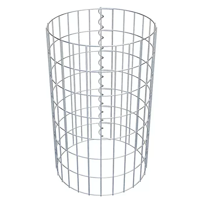 Gabiona Gabionensäule - Durchmesser: 42 cm, Höhe: 70 cm, Stahl, Maschenbreite: 50 mm, Maschenhöhe: 100 mm - Zylindrischer Gabionenkäfig aus silbernem Metalldraht mit Spiraldraht.
