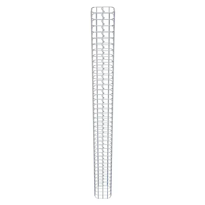Gabiona Gabione - 17 x 17 x 200 cm, Maschenbreite: 50 mm, Maschenhöhe: 50 mm, Verschlussart Gabione: Verschweißt - Zylindrischer Bewehrungskorb aus silbernem Metall mit vertikalen Stäben, horizontalen Ringen und einer inneren Spirale.