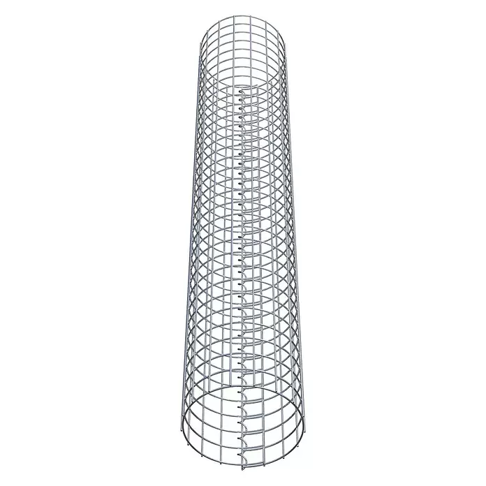 Gabiona Gabionensäule - Durchmesser: 27 cm, Höhe: 160 cm, Stahl, Maschenbreite: 50 mm, Maschenhöhe: 50 mm, Spirale - Zylindrischer Metallgitterkäfig mit innerer Spiralverstärkung, ideal für Gabionen oder Baumschutz.
