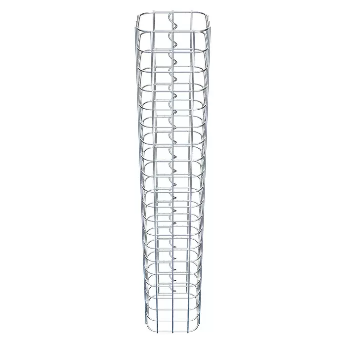 Gabiona Gabionensäule - 17 x 17 x 100 cm, Stahl, Maschenbreite: 50 mm, Maschenhöhe: 50 mm - Hoher, silberner Pflanzstützkäfig aus Metall, konisch, mit Innenspirale.