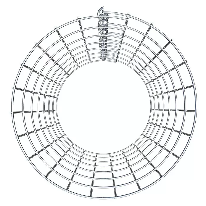 Gabiona Gabionensäule - Durchmesser: 37 cm, Höhe: 70 cm, Stahl, Maschenbreite: 50 mm, Maschenhöhe: 100 mm - Runder silberner Metall-Wäscheständer mit spiralförmigem Haken.