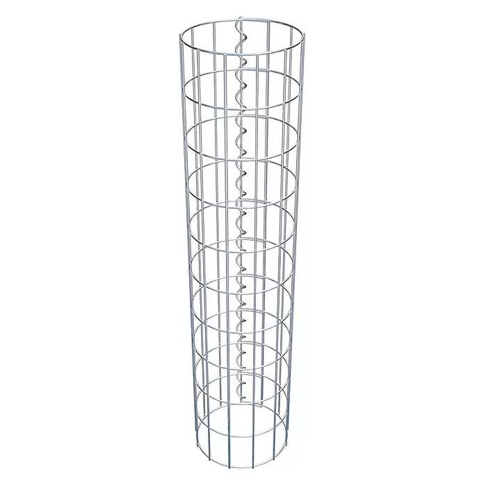 Gabiona Gabionensäule - Durchmesser: 22 cm, Höhe: 100 cm, Stahl, Maschenbreite: 50 mm, Maschenhöhe: 100 mm - Verzinkter, zylindrischer Gabionenkorb aus Metall mit innerer Spiralstruktur.