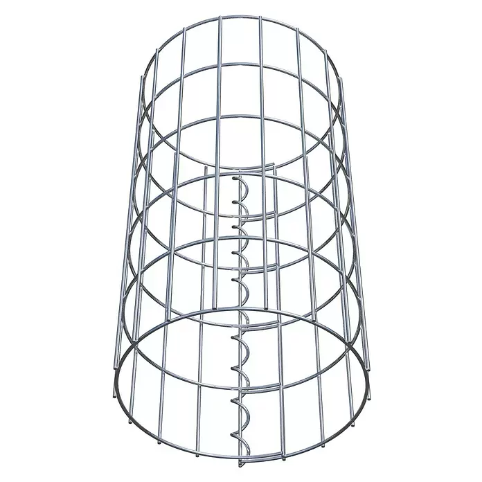 Gabiona Gabionensäule - Durchmesser: 27 cm, Höhe: 50 cm, Stahl, Maschenbreite: 50 mm, Maschenhöhe: 100 mm - Zylindrisches silbergraues Metallgitter mit vertikalen und horizontalen Stäben und einer inneren Spiralstütze.