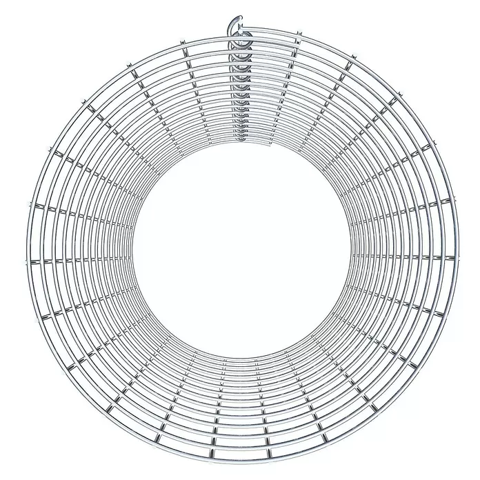 Gabiona Gabionensäule - Durchmesser: 37 cm, Höhe: 70 cm, Stahl, Maschenbreite: 50 mm, Maschenhöhe: 50 mm - Verchromtes zylindrisches Drahtgitter mit konzentrischen Ringen und einer Spiralanbringung oben.