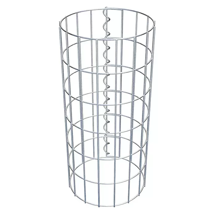 Gabiona Gabionensäule - Durchmesser: 27 cm, Höhe: 60 cm, Stahl, Maschenbreite: 50 mm, Maschenhöhe: 100 mm - Verzinkter zylindrischer Drahtgitterkorb mit interner Spirale.