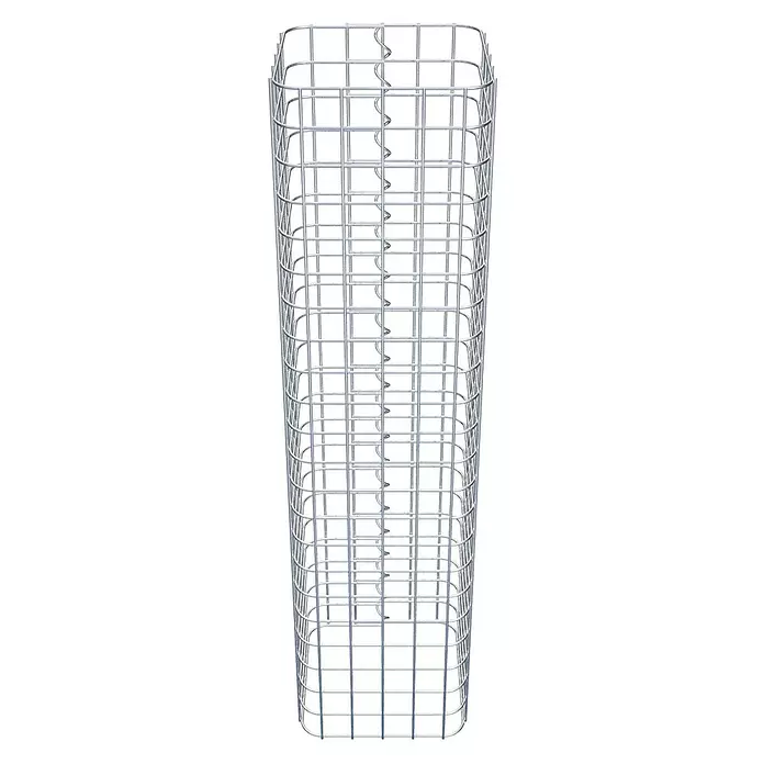 Gabiona Gabionensäule - 27 x 27 x 110 cm, Stahl, Maschenbreite: 50 mm, Maschenhöhe: 50 mm - Rechteckiger Drahtgitterkorb aus Silber mit Innenspirale für Gabionenbau.