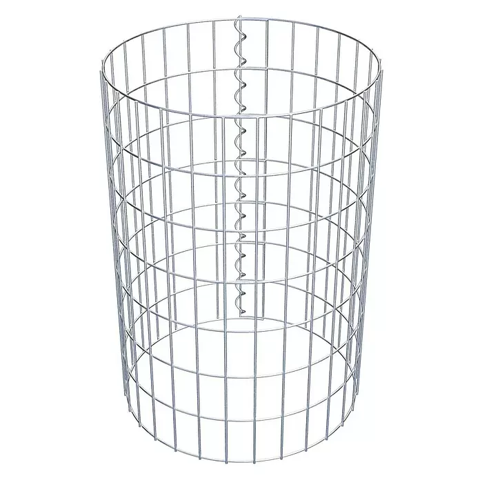 Gabiona Gabionensäule - Durchmesser: 47 cm, Höhe: 70 cm, Stahl, Maschenbreite: 50 mm, Maschenhöhe: 100 mm - Silberner zylindrischer Gabionenkorb aus Metalldraht mit innenliegender Spirale.