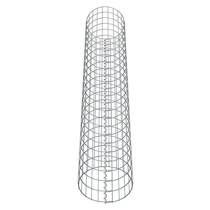 Gabiona Gabionensäule - Durchmesser: 37 cm, Höhe: 210 cm, Stahl, Maschenbreite: 50 mm, Maschenhöhe: 100 mm - Zylindrischer Metallgitterrahmen mit Spiralverbindungen, geeignet für Gabionen oder Baumschutz.