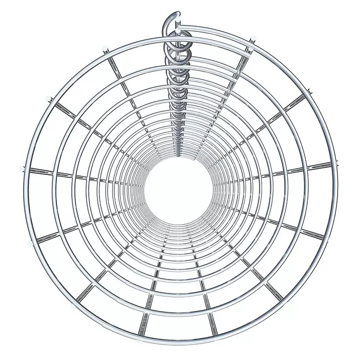 Gabiona Gabionensäule - Durchmesser: 22 cm, Höhe: 150 cm, Stahl, Maschenbreite: 50 mm, Maschenhöhe: 100 mm - Glänzender silberner zylindrischer Metallkäfig mit zentralem Spiralelement.