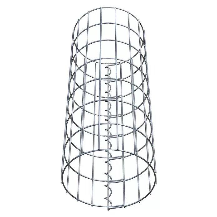 Gabiona Gabionensäule - Durchmesser: 27 cm, Höhe: 70 cm, Stahl, Maschenbreite: 50 mm, Maschenhöhe: 100 mm - Zylindrisches silbernes Metallgitter mit innenliegender Spiralstütze, für Pflanzen oder als Füllkäfig.