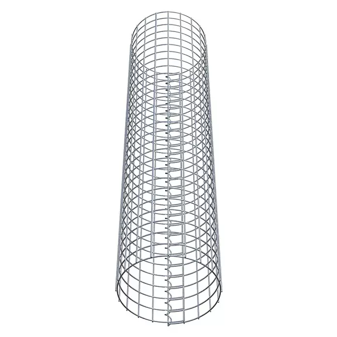 Gabiona Gabionensäule - Durchmesser: 32 cm, Höhe: 140 cm, Stahl, Maschenbreite: 50 mm, Maschenhöhe: 50 mm - Robuster doppelwandiger Silbermetall-Gitterzylinder für Bau, Gabionen oder Verstärkung.