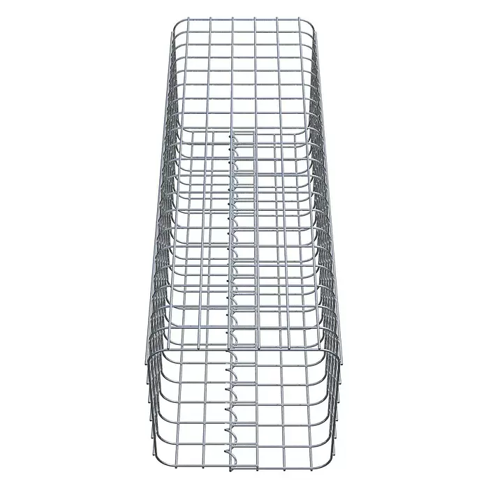 Gabiona Gabionensäule - 32 x 32 x 100 cm, Stahl, Maschenbreite: 50 mm, Maschenhöhe: 50 mm - Rechteckiger Gabionenkorb aus silbernem Metallgitter.