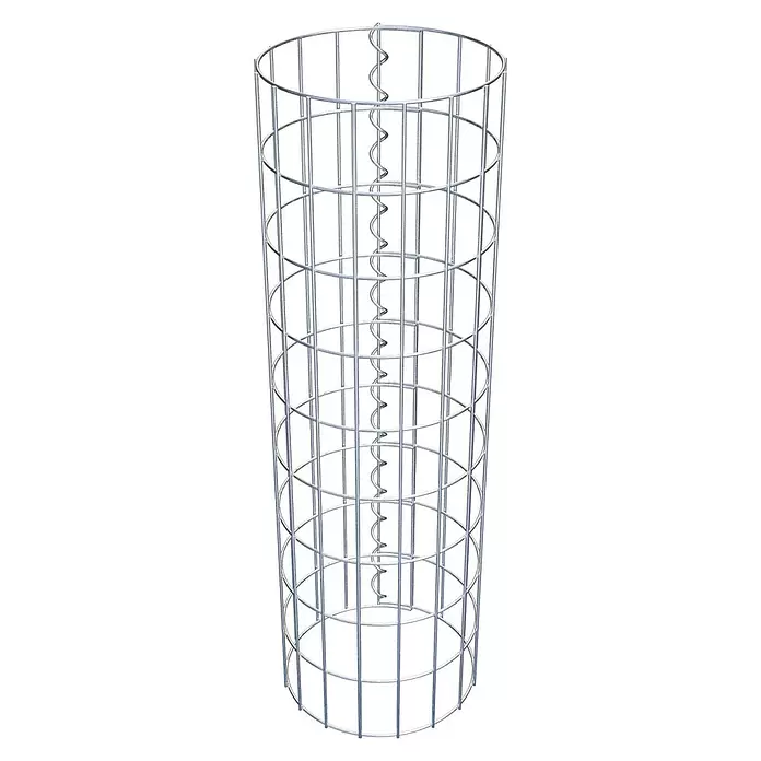 Gabiona Gabionensäule - Durchmesser: 27 cm, Höhe: 90 cm, Stahl, Maschenbreite: 50 mm, Maschenhöhe: 100 mm - Silbernes, verzinktes Drahtgestell für Pflanzen mit spiralförmiger Mittelstange, zur Unterstützung des vertikalen Wachstums.