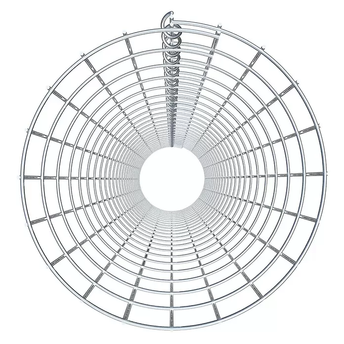 Gabiona Gabionensäule - Durchmesser: 32 cm, Höhe: 230 cm, Stahl, Maschenbreite: 50 mm, Maschenhöhe: 100 mm - Zirkuläre Metallgitterstruktur, die einen Tunnel mit einem zentralen Spiralelement bildet.