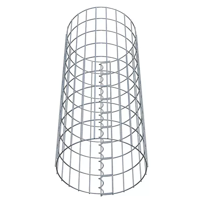 Gabiona Gabionensäule - Durchmesser: 37 cm, Höhe: 90 cm, Stahl, Maschenbreite: 50 mm, Maschenhöhe: 100 mm - Konischer Metallgitterkäfig mit innerer Spiralstützstruktur.