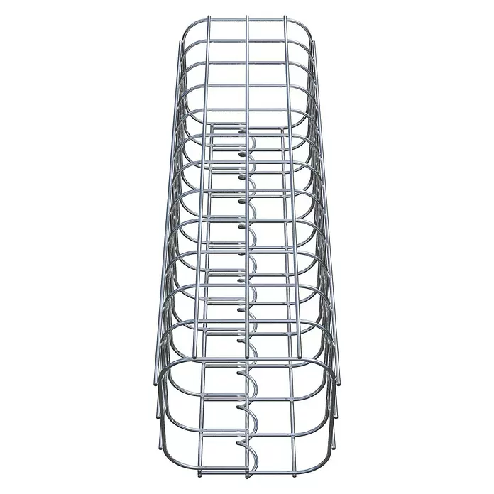 Gabiona Gabionensäule - 17 x 17 x 60 cm, Stahl, Maschenbreite: 50 mm, Maschenhöhe: 50 mm - Längliche silberne Kabelrinne aus Metallgitter.