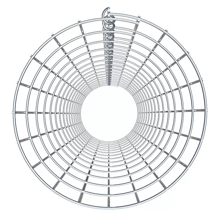 Gabiona Gabionensäule - Durchmesser: 32 cm, Höhe: 150 cm, Stahl, Maschenbreite: 50 mm, Maschenhöhe: 100 mm - Silbernes Metallgitter, das einen Tunnel bildet, mit einer Spiralbindung an einem Ende.