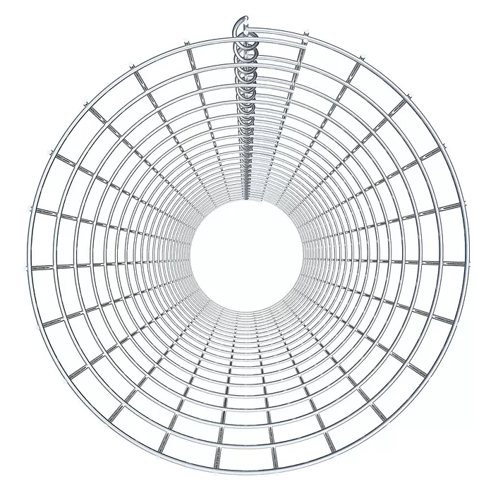 Gabiona Gabionensäule - Durchmesser: 37 cm, Höhe: 210 cm, Stahl, Maschenbreite: 50 mm, Maschenhöhe: 100 mm - Silberfarbene zylindrische Drahtgitterstruktur mit einer zentralen Spirale.
