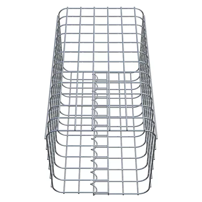 Gabiona Gabionensäule - 32 x 32 x 60 cm, Stahl, Maschenbreite: 50 mm, Maschenhöhe: 50 mm - Rechteckiger, stapelbarer Drahtkorb aus silbernem Metall mit Gitterstruktur.