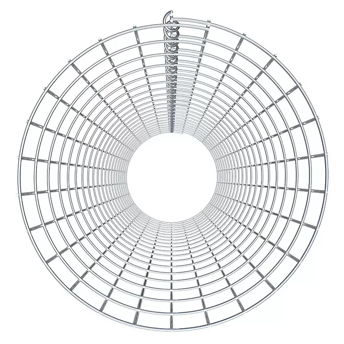 Gabiona Gabionensäule - Durchmesser: 42 cm, Höhe: 200 cm, Stahl, Maschenbreite: 50 mm, Maschenhöhe: 100 mm, Spirale - Zylinder aus silbernem Drahtgeflecht.
