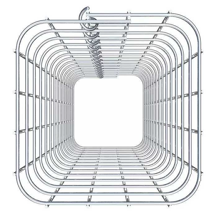 Gabiona Gabionensäule - 22 x 22 x 70 cm, Stahl, Maschenbreite: 50 mm, Maschenhöhe: 50 mm - Glänzender, verchromter Draht-Vierkanttunnel.
