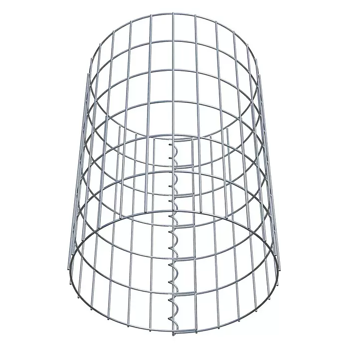 Gabiona Gabionensäule - Durchmesser: 42 cm, Höhe: 60 cm, Stahl, Maschenbreite: 50 mm, Maschenhöhe: 100 mm - Zylindrisches Gitter aus silbernem Metalldraht mit innerer Spiralstütze.