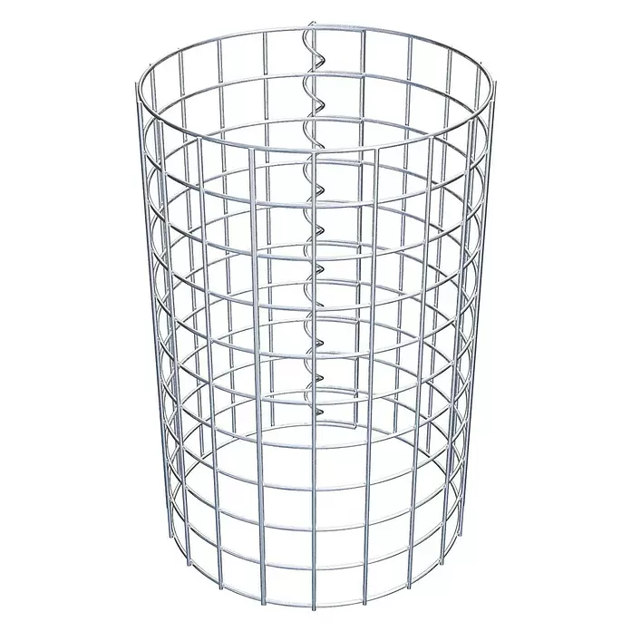 Gabiona Gabionensäule - Durchmesser: 32 cm, Höhe: 50 cm, Stahl, Maschenbreite: 50 mm, Maschenhöhe: 50 mm - Zylindrischer silberner Drahtgitterkäfig für Gabionen oder Pflanzenschutz.
