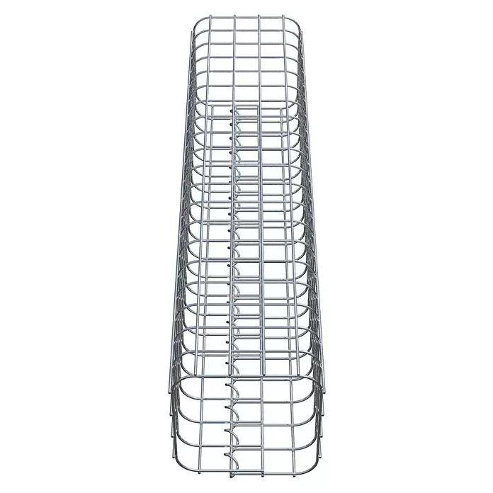 Gabiona Gabionensäule - 22 x 22 x 100 cm, Stahl, Maschenbreite: 50 mm, Maschenhöhe: 50 mm - Silberner Metallgitterkorb zur Aufbewahrung oder Präsentation.
