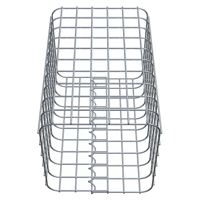 Gabiona Gabionensäule - 32 x 32 x 50 cm, Stahl, Maschenbreite: 50 mm, Maschenhöhe: 50 mm - Rechteckiger silberner Drahtkorb aus Metall, möglicherweise für Spüle oder Geschirrtrocknung.