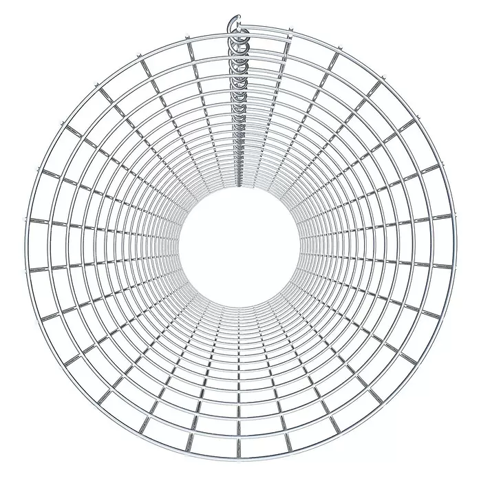 Gabiona Gabionensäule - Durchmesser: 42 cm, Höhe: 210 cm, Stahl, Maschenbreite: 50 mm, Maschenhöhe: 100 mm - Chromfarbener Metallgittertunnel mit einer innenliegenden Spirale.
