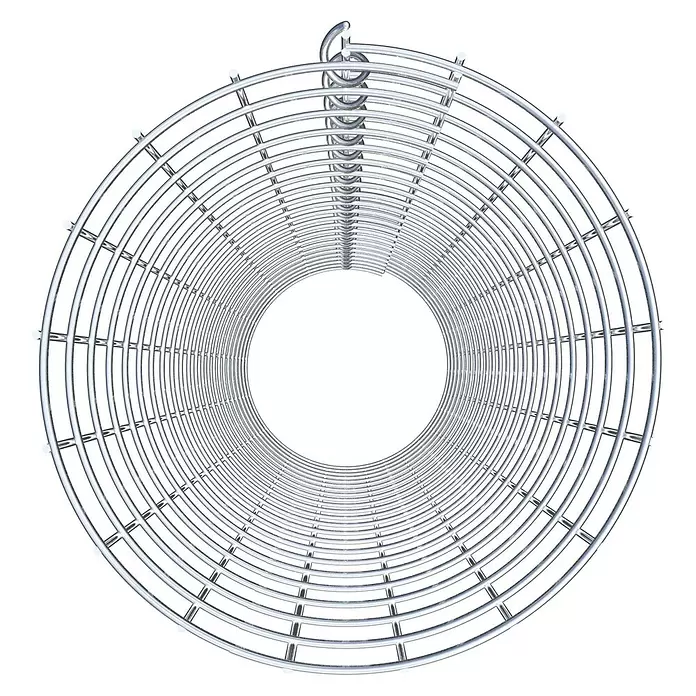 Gabiona Gabionensäule - Durchmesser: 27 cm, Höhe: 110 cm, Stahl, Maschenbreite: 50 mm, Maschenhöhe: 50 mm - Glänzendes Metall-Spiralgestell mit parallelen Stäben, das eine tunnelartige Form bildet.