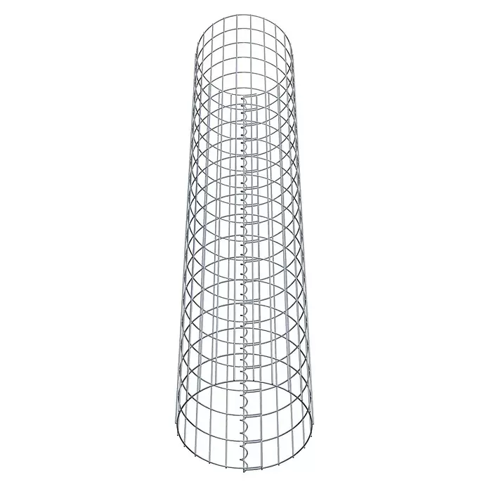 Gabiona Gabionensäule - Durchmesser: 37 cm, Höhe: 190 cm, Stahl, Maschenbreite: 50 mm, Maschenhöhe: 100 mm - Zylindrischer Metall-Drahtgitterkäfig mit innerer Spiralstützstruktur.