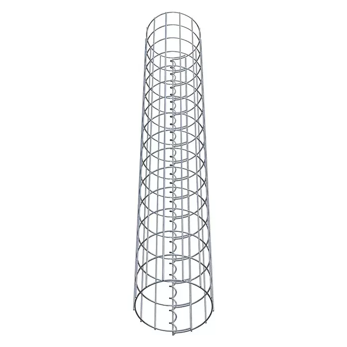 Gabiona Gabionensäule - Durchmesser: 22 cm, Höhe: 150 cm, Stahl, Maschenbreite: 50 mm, Maschenhöhe: 100 mm - Zylindrischer metallischer Bewehrungskorb mit vertikalen, horizontalen Stäben und einer inneren Spirale.