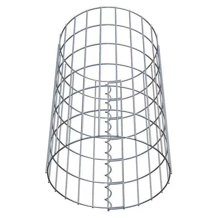 Gabiona Gabionensäule - Durchmesser: 37 cm, Höhe: 60 cm, Stahl, Maschenbreite: 50 mm, Maschenhöhe: 100 mm - Zylindrischer Metall-Drahtgitterkäfig mit rechteckigem Gitter und innerer Spiralstütze.