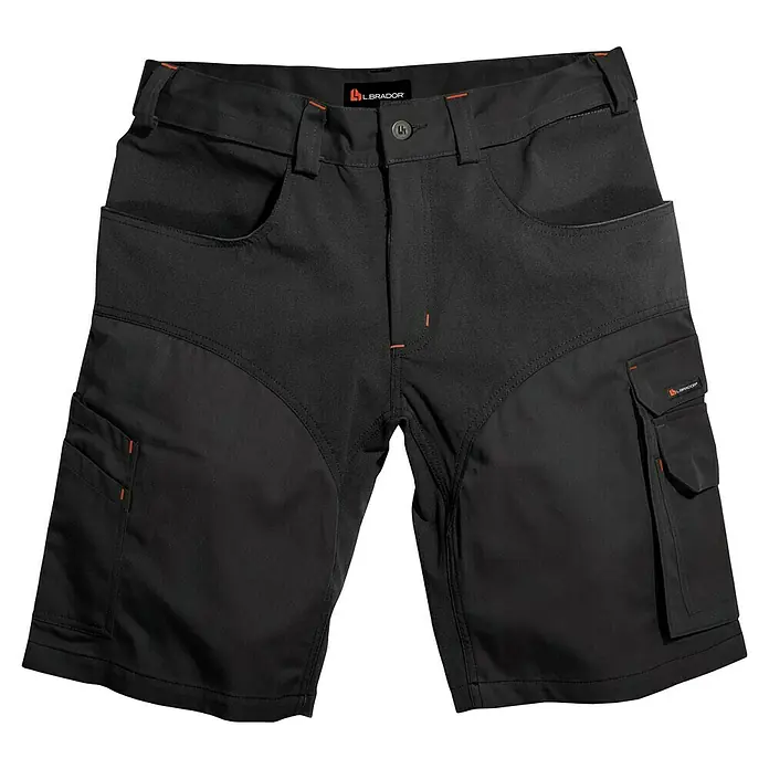 L.Brador Arbeitshose 1490 B - Herren, Konfektionsgröße: 46, Schwarz - Schwarze Labrador-Arbeitsshorts mit mehreren Taschen. Ideal für Handwerker.