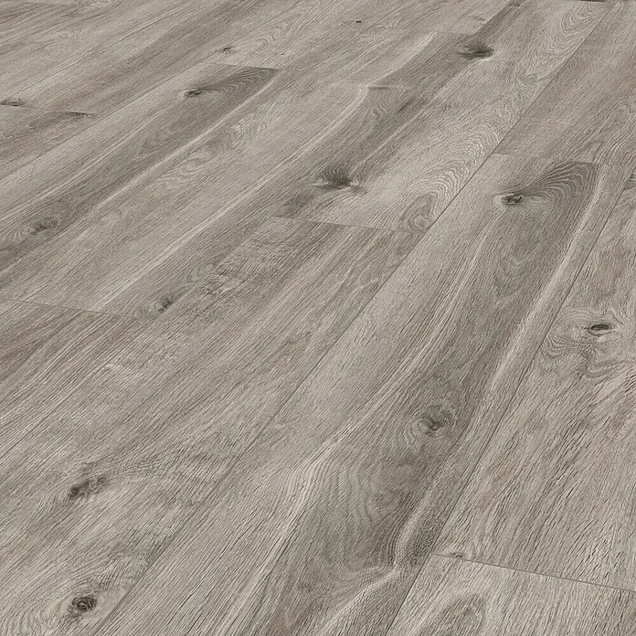 LOGOCLIC Laminatmuster Aquaprotect Moonlight Oak - 290 x 200 x 8 mm, Landhausdiele - Helle Holzboden-Textur mit natürlichen Maserungen und Astlöchern für modernes Wohndesign.
