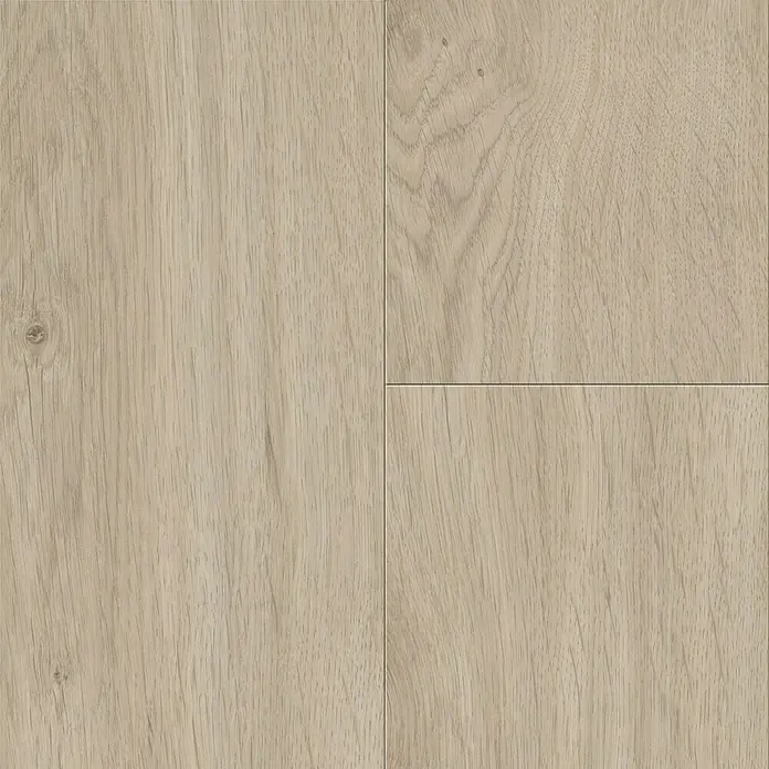 LOGOCLIC Laminatmuster Aquaprotect Nature Oak - 290 x 200 x 8 mm, Landhausdiele - Nahaufnahme von vier hellen Holzböden, die die natürliche Maserung und subtile Farbvariationen des Holzes hervorheben.