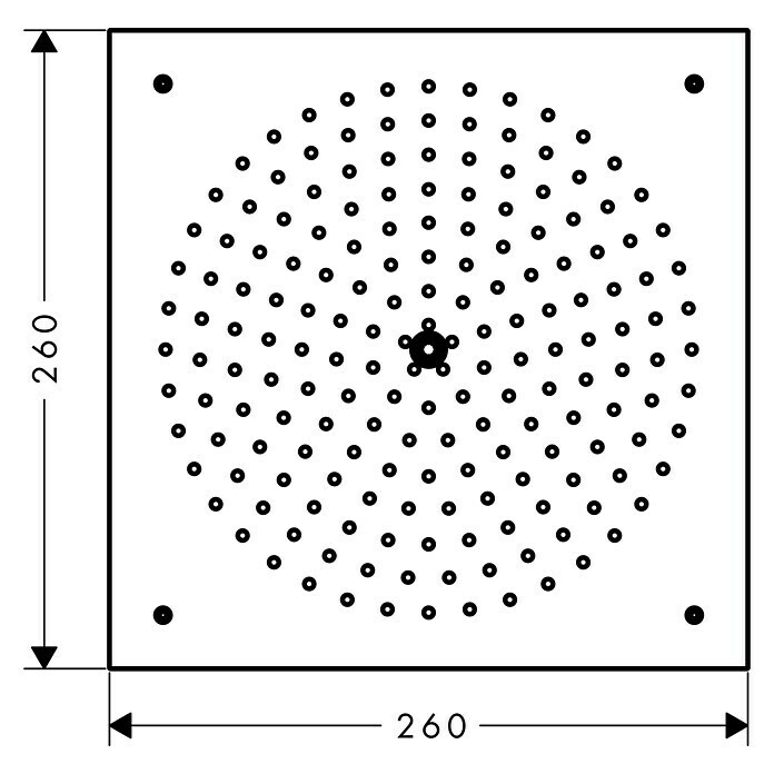 Hansgrohe Kopfbrause Raindance 260 (26 x 26 cm, 15 l/min bei 3 bar, Anzahl Funktionen: 1, Chrom)