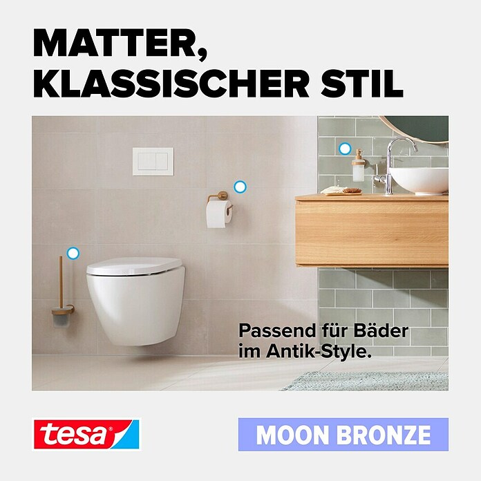 Tesa Moon WC-Bürstengarnitur (Mit Halterung, Metall, Bronze) | BAUHAUS