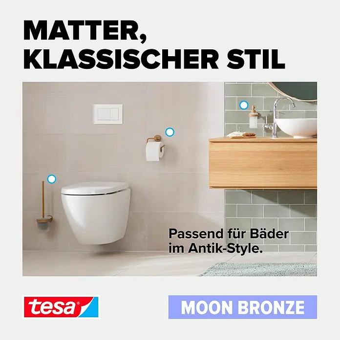 Tesa Moon Handtuchhalter - 2-armig, Bronze, Matt - Ein Badezimmer im klassischen Stil mit Tesa Moon Bronze Accessoires, das ein elegantes und zeitloses Ambiente schafft.