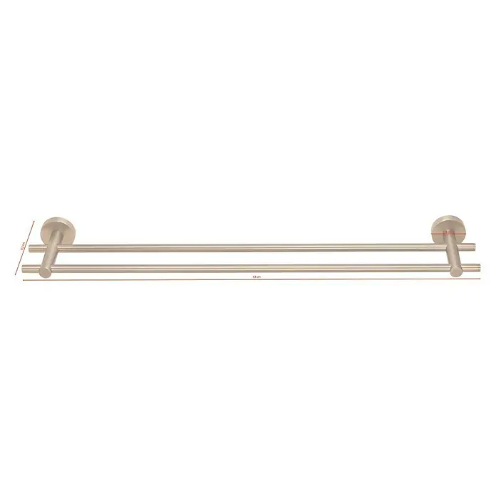 Tesa Moon Toallero de baño - Ancho: 64 cm, Bronce, Mate - Toallero doble de acero cepillado, ideal para el baño. El producto destaca por su fácil montaje y su diseño moderno.