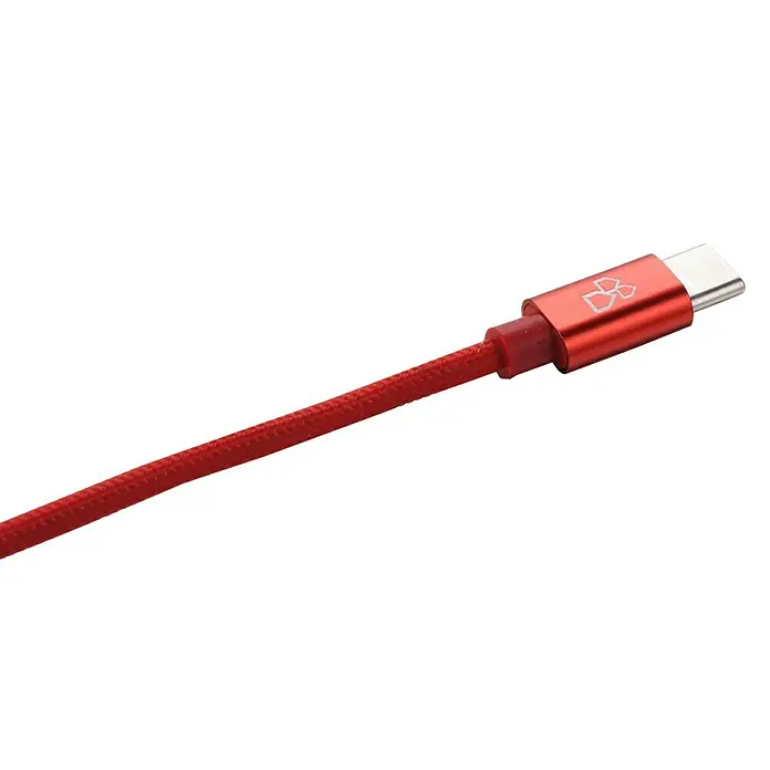 BAUHAUS Cable de carga USB - Rojo, 1 m, Enchufe C a enchufe C - Cable USB-C rojo con cordón trenzado y conector de aluminio con logo, ideal para cargar dispositivos y transferir datos.