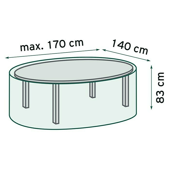Sunfun Classic Gartentisch-SchutzhüllePE-Bändchengarn, 170 x 140 cm Unknown