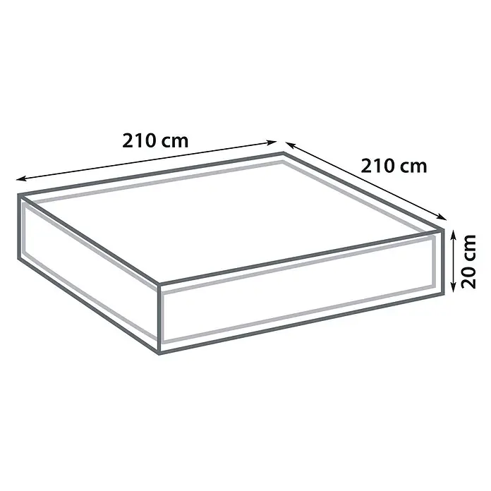 Sunfun Sandkasten-Schutzhülle - L x B x H: 210 x 210 x 20 cm, Polyester Oxford 420D, 160 g/m², Anthrazit - Skizze