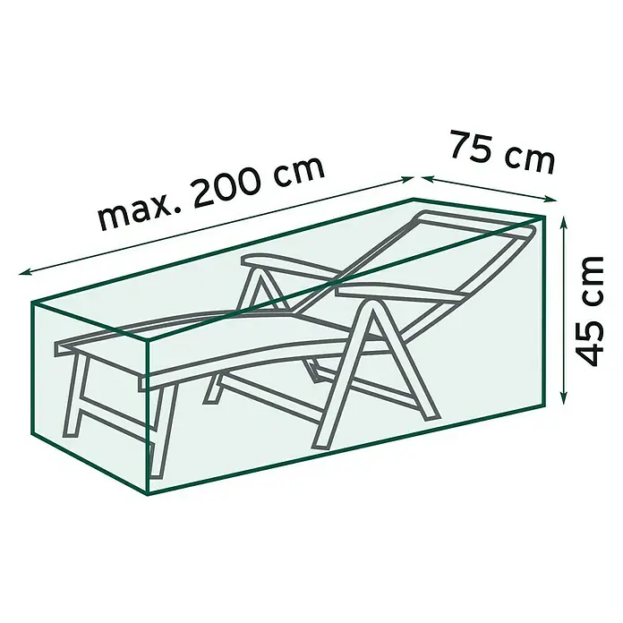 Sunfun Classic Sonnenliegen-Schutzhülle - L x B x H: 200 x 75 x 45 cm, Transparent - Abdeckung für eine Gartenliege mit den Maßen maximal 200 cm Länge, 75 cm Breite und 45 cm Höhe zum Schutz vor Witterungseinflüssen.