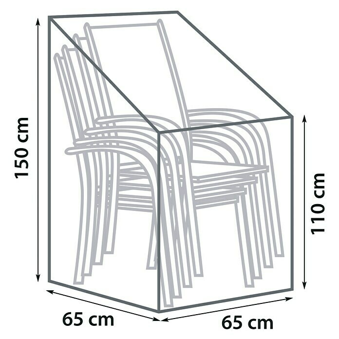 Sunfun Stapelsessel-Schutzhülle (Größe: 65 x 65 x 150/100 cm, Schwarz)