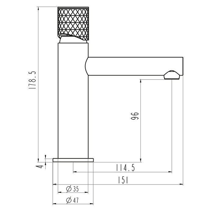 IO Grifo de lavabo Radio (Negro, Mate) | BAUHAUS