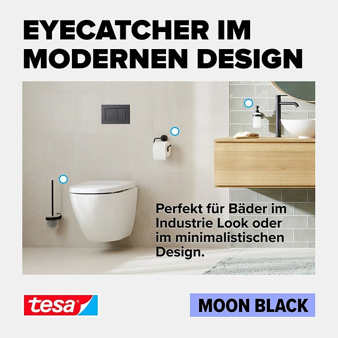 Tesa Moon Badetuchhalter (Breite: 64 cm, Schwarz, Matt) | BAUHAUS