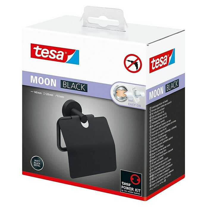 Tesa Moon Papierrollenhalter (Mit Deckel, Schwarz, Matt) | BAUHAUS
